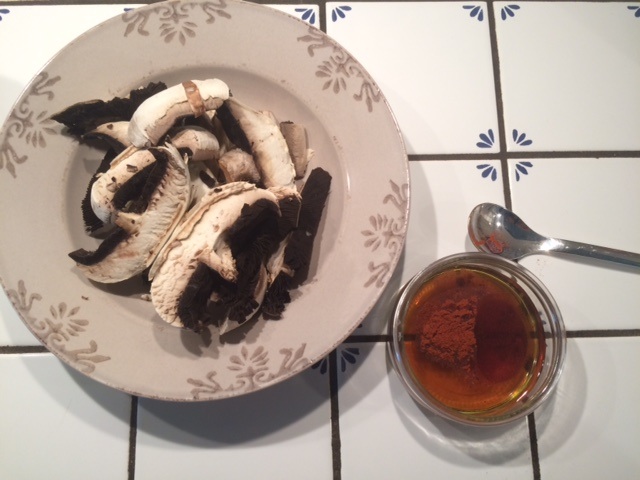 mushrooms and marinade paprika